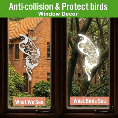 24 Pieces Window Decals to Prevent Bird Strikes, Anti Collision Windows Stickers to Prevent Bird Strikes Double Sided Windows Decals No Glue Needed Reusable Static Clings for Birds Window Deterrent