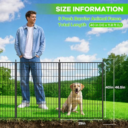 Garvee Garden Fence, 40in(h) x 11.8ft 5 Pack Garden Fencing Animal Barrier