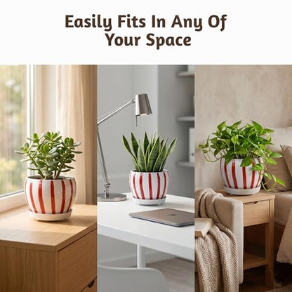 Folkulture Metal Planters for Indoor Plants with Drainage Hole & Saucer - color: Rust & Roast
