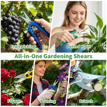 HoMaNa 4 Pack Garden Shears Pruning Set, Stainless Steel Multi-Blade - color: Multicolored