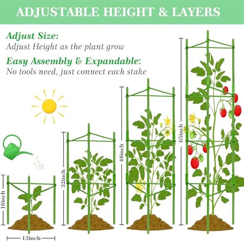Moirsunt 4Pack Tomato Cage for Garden- Tall 63inch Plant Support Stakes