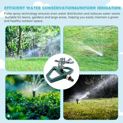 2 Pack Metal Impact Sprinklers for Yard Lawn Sprinkler 360 Coverage - color: Green