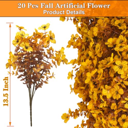 Grunyia 20 Bundles Artificial Outdoors Flowers (Fall Yellow) - color: Fall Yellow