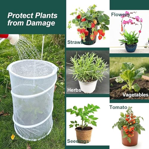 New Pop Up Insect & Bird Barrier Plant Cover Net, 14"x23" Round Foldable Mesh Protector, Garden Cage Guard with Stakes & Carry Bag, Keep Animals & Birds Out for Vegetables and Flowers Black - color: Black