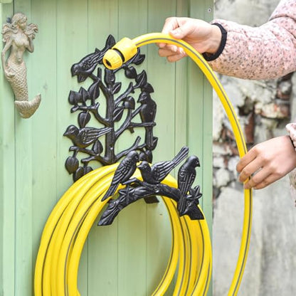 Sungmor Cast Iron Garden Hose Holder - Wall Mounted Retro Style - color: Shape C-Bird&Tree