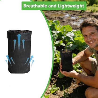 50PCS Nursery Grow Bags, Black Plant Grow Bag for Starting Rooted Plants Vegetable, Flower, Seedling Tree Seedling Pots, 8.5" H Before Loading Soil - size: 8.5''H