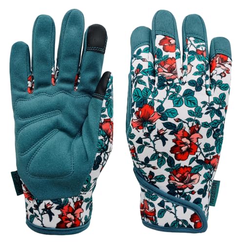 Cute Pattern Gardening Gloves,Thornproof Garden Glove,Gardener Gift - color: 1 Pair Per Pack-lake Blue-florals, size: Medium