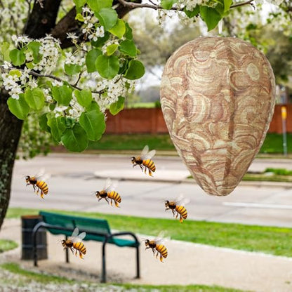 DECYOOL 8 Pack Paper Fake Wasp Nests Decoys for Yellow Jackets - color: Brown