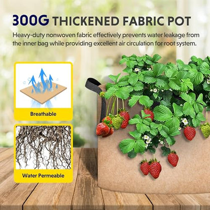 iPower Plant Grow Bag 10 Gallon 6-Pack Heavy Duty Fabric Pots, 300g Thick Nonwoven Fabric Containers Aeration with Nylon Handles, for Planting Vegetables, Fruits, Flowers, Tan 2024 Version - color: Tan, size: 10 Gallon