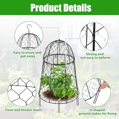 6 Pack Garden Cloches for Plants, Sturdy Chicken Wire Cloches Plant Cover