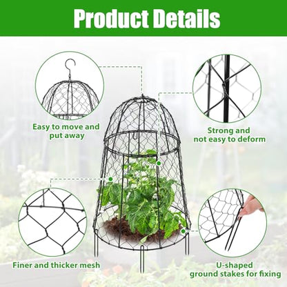 6 Pack Garden Cloches for Plants, Sturdy Chicken Wire Cloches Plant Cover
