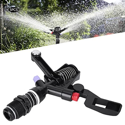 Haofy Impact Sprinkler, 5PCS Garden Impulse Sprinkler, 3/4in DN20 Male Thread, Black