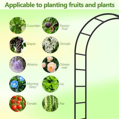 Metal Garden Arch Trellis for Climbing Plants 94.5" H x 55" W - size: 94.5" H x 55" W*14.5"L