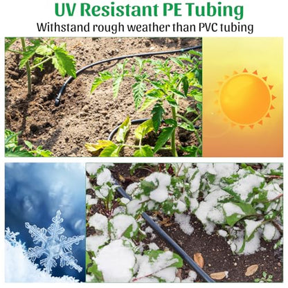 1/4 drip Irrigation tubing 50ft,with Push to Lock Connectors, Drip Irrigation System for Garden, Quick Connection Plant Watering Devices, Garden Watering System - size: 1/4''50ft