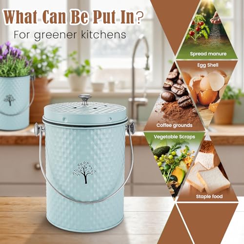 AOSION Countertop Kitchen Odorless Compost Bin with Removable Inner Bucket - color: Blue