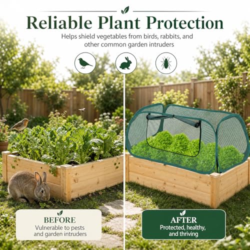 2 Pack Raised Bed Garden Covers,Pop Up Mesh Plant Covers, 45"X22"X16"
