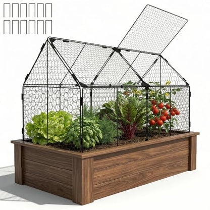 Decoroca 4x2ft Crop Cage - Metal Garden Cage with Flip-Top&12 Ground Stakes - size: 4x2ft
