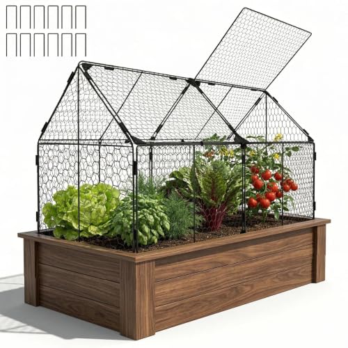 Decoroca 4x2ft Crop Cage - Metal Garden Cage with Flip-Top&12 Ground Stakes - size: 4x2ft