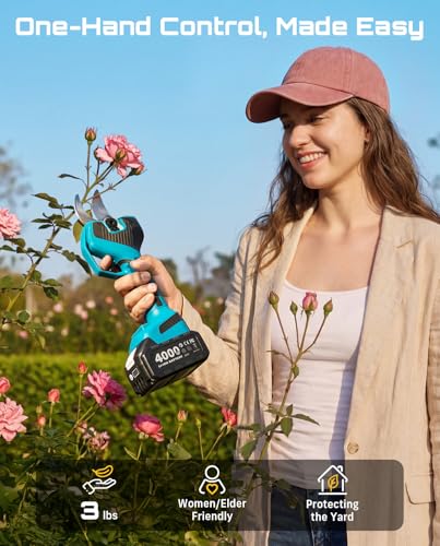 SEESII Electric Pruning Shears 4 Modes, 2.2" Cut Electric Pruners Cordless - color: Light Blue