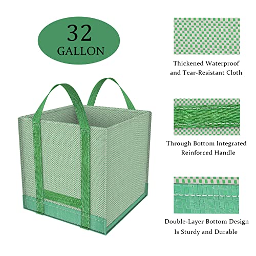 32 Gallons Reusable Garden Waste Bags, Yard Waste Bags, Lawn/Leaf Bags, Heavy Duty Gardening Bags, Integrated Reinforced Handle, Suitable for Collecting Leaves, Pruning Bushes(2-Pack 32Gallons) - size: 1 Count (Pack of 2)