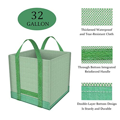 32 Gallons Reusable Garden Waste Bags, Yard Waste Bags, Lawn/Leaf Bags, Heavy Duty Gardening Bags, Integrated Reinforced Handle, Suitable for Collecting Leaves, Pruning Bushes(2-Pack 32Gallons) - size: 1 Count (Pack of 2)