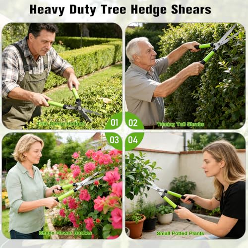 21" Hedge Shears, 7.5" Pruning Shears Set, Wavy Steel Blades