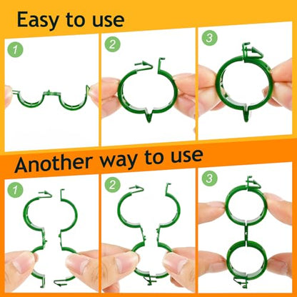 Secured Plant Support Clips - Heavy Duty Tomato Clips for String Trellis 200Pcs, Grape Vine Grid Clamp for Garden Netting Climbing Plants, Fixing Stem and Vine (Green) - color: 200pcs Green