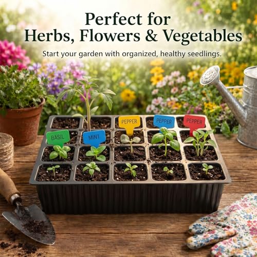 Square Nursery Pots 2 Layers with Drainage, 100 Cell Seeding Tray, 5 Packs