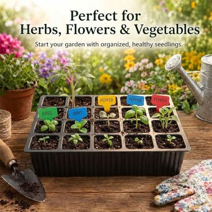 Square Nursery Pots 2 Layers with Drainage, 100 Cell Seeding Tray, 5 Packs
