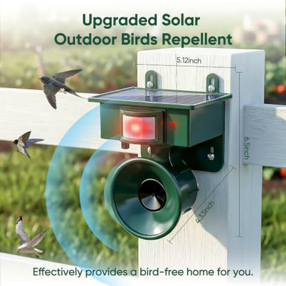 2026 Upgraded Solar Ultrasonic Bird Repellent Devices Outdoor (2-Pack)