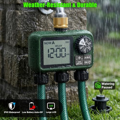 Water Timer for Outdoor Garden Hose, Sprinkler Timer for Garden - style: 3 Zones Brass Inlet