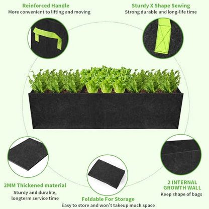 2 Pcs Plant Grow Bags with 3-Grids Breathable Fabric Garden Bed Planter - size: 90x30x20cm-2 Pack