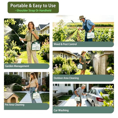 Battery Powered Garden Sprayer 2 Gallon, Upgrade Electric Sprayer with Waterproof Rechargeable Handle