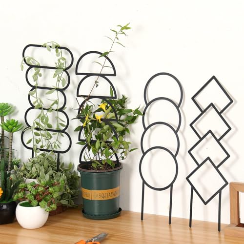 4 Pcs Plant Trellis Indoor Black Small Trellis for Potted Plants - style: Style 2