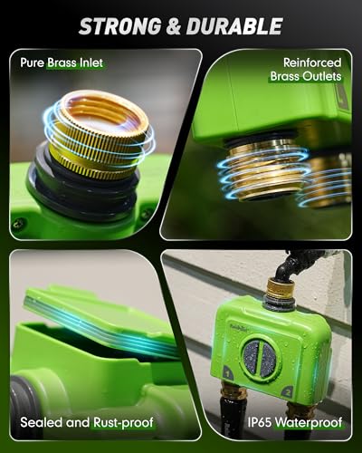 RAINPOINT 2 Zone WiFi Water Timer for Garden Hose, Sprinkler Hose Timer - color: Light Green, style: Brass Outlet Timer with WiFi Hub