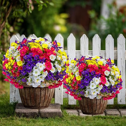 AXYLEX Artificial Morning Glory Outdoor, 16 Bundles Fake Flowers - color: Multi16pcs - Red Pink+purple+yellow