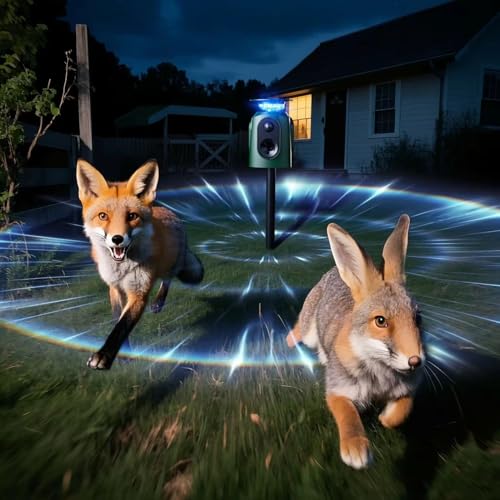 2026 Upgraded Solar Ultrasonic Animal Repeller, 360° Motion Detection with LED Flashing Light, Waterproof Design for Outdoor Garden, Farm, Temporary Yard Protection Against Deer, Cats, Dogs, Raccoons
