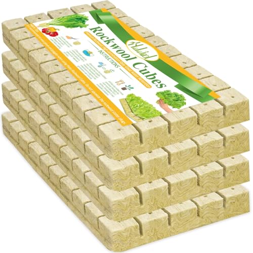 Halatool 1 Inch Rockwool Cubes for Hydroponics, 200 Plugs Seed Starter Cube - color: 4 Sheets, size: 1" Cubes