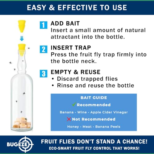 BUGEZE USA Bottle Top Fly Trap [6 Pack - Yellow]