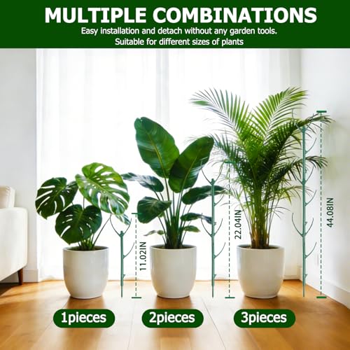 6pack Adjustable Plant Support Pole – Stackable Indoor/Outdoor Support Pole with Clamps, Suitable for Supporting Monstera and Climbing Plants, Garden Accessories, Perfect Replacement for Plant Stakes