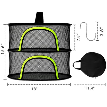 Herb Drying Rack Hanging Mesh 2 Layer 18" for Drying Herbs, Plants, Seeds, Buds, Flowers | Indoor, Outdoor, Hydroponics & Grow Tents Herb Dryer Hanging Rack - style: 2 Layer 18"