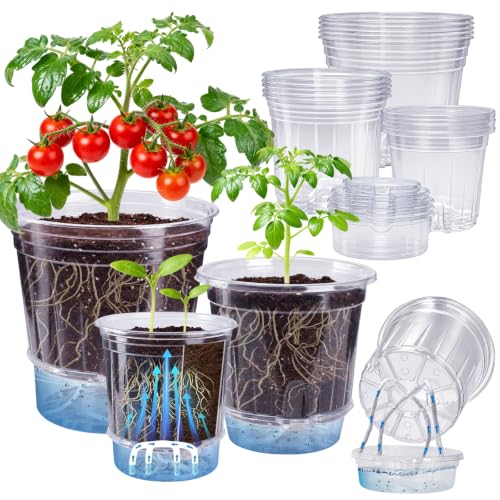 Bluepro Self Watering Pots for Indoor Plants, 4/5/6.5 Inch, 18-Pack - size: 4/5/6.5 Inch-18Pcs