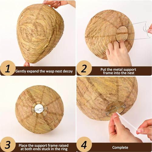 DECYOOL 8 Pack Paper Fake Wasp Nests Decoys for Yellow Jackets - color: Dark Brown, Orange