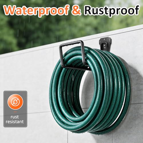 2 Pack Garden Hose Holder - Heavy Duty Metal Hanger Wall Mount, Water Hose Holder for Outside Yard, Water Hose Reel, Garden Storage Hook Rack
