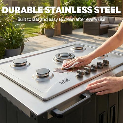 Feasto Modular Outdoor Kitchen Island with 5-Burner Gas Stove and Storage - size: Outdoor Gas Stove