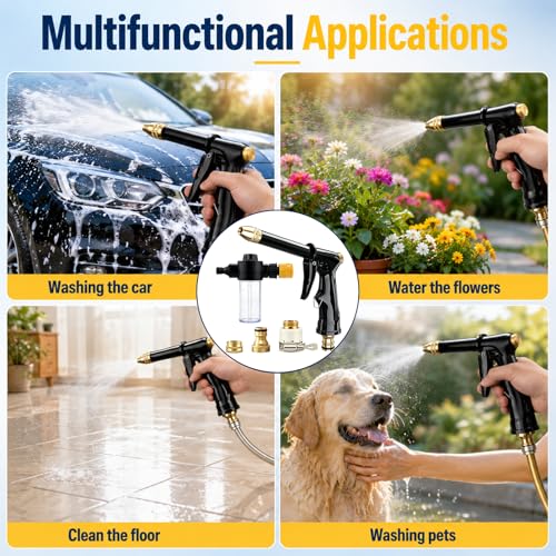 Jet Nozzle Power Washer for Garden Hose, Upgrade Pressure Washer Wand, Adjustable High Pressure Water Nozzle for Car Washing Patio Garden Outdoor Cleaning