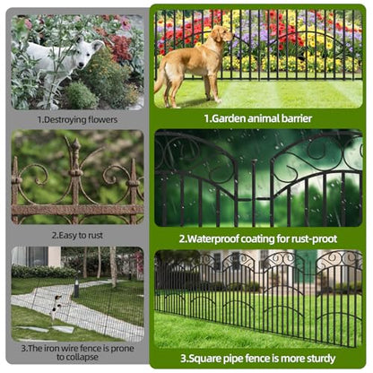 Decorative Garden Fence, 40in H x 18ft L, 8 Panels - size: 8 Panels - 18ft(L) X 40 in(H)