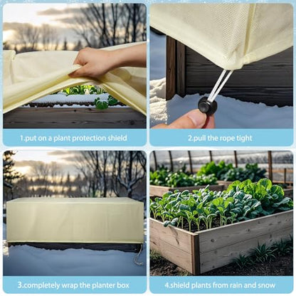 2-Pack Winter Plant Covers Freeze Protection, 59"x17.7"x15.7"Rectangular Garden Covers for Raised Beds & Outdoor Plants, Reusable Frost Cloths for Tree,Shrubs Cold Weather Protection - size: 59"x17.7"x15.7"