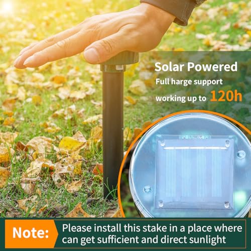 8New Solar Ultrasonic Mole Repellent, Waterproof Stakes Lawn Gophers Snakes