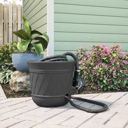 Suncast 12 Pack 14" x 12" Round Resin Decorative Weatherproof Outdoor Hideaway Standard Garden Hose Storage Pot with Drainage Holes, Gray - size: 12 Pack